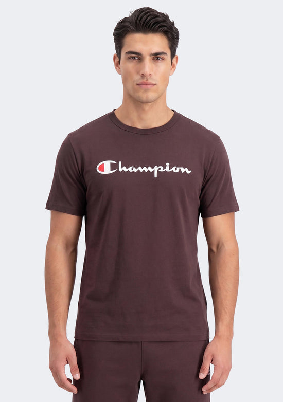 Champion Men's Script Logo Short Sleeve Tee Brown