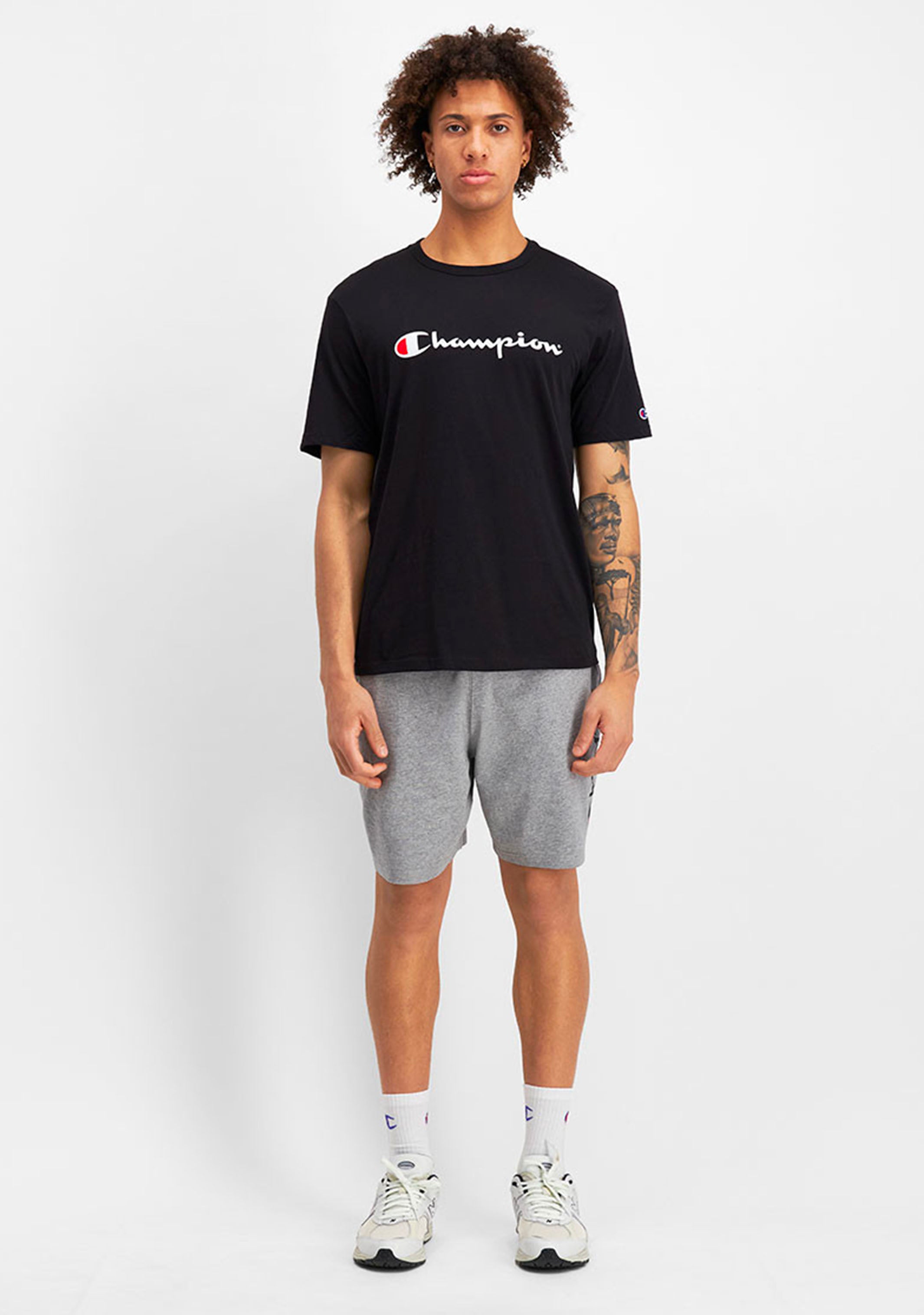 Champion Men's Script Logo Short Sleeve Tee Black