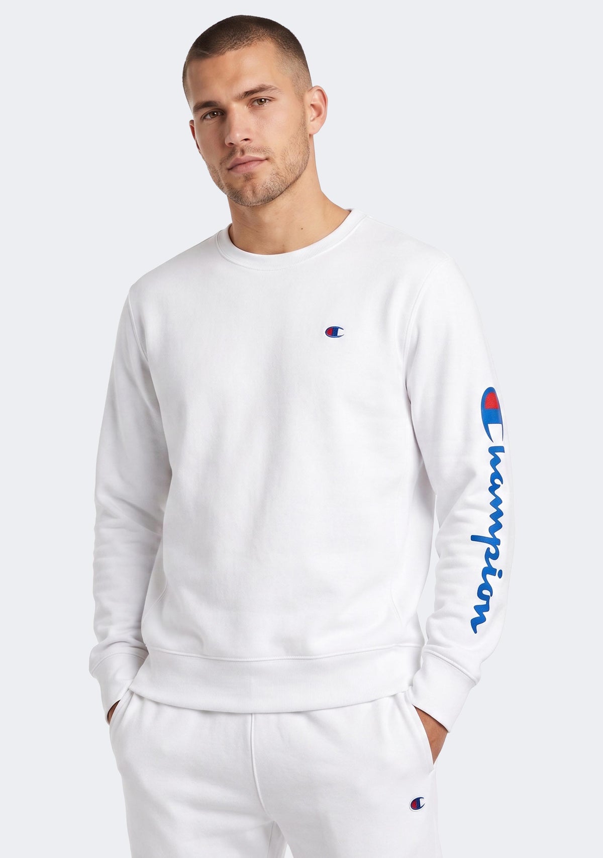 Champion Men’s Sporty Graphic Crew White