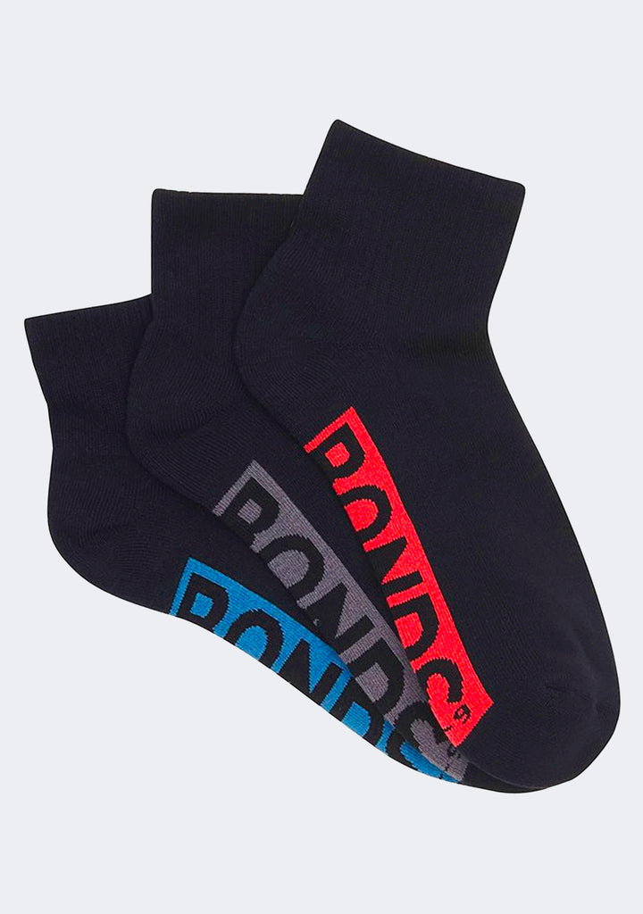 Bonds Men’s Cushioned 1/4 Crew Socks 3 Pack Black