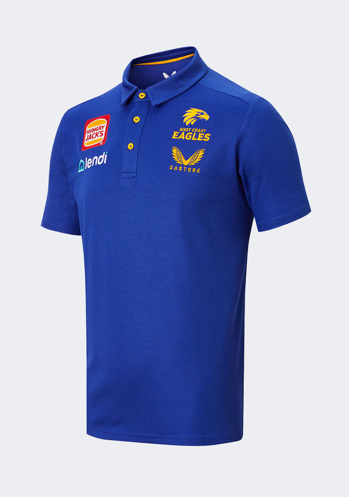 Castore West Coast Eagles Men’s Media Polo Royal Blue 2022