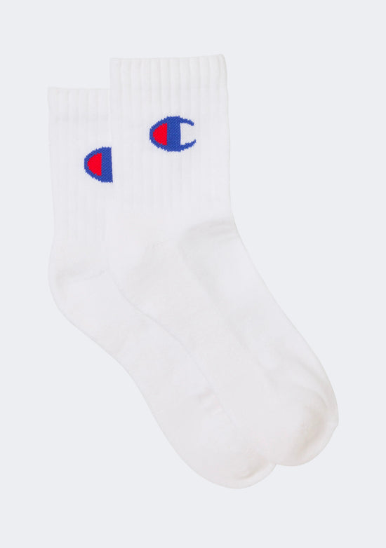 Champion Adults C Logo Quarter Crew Socks 3 Pack White