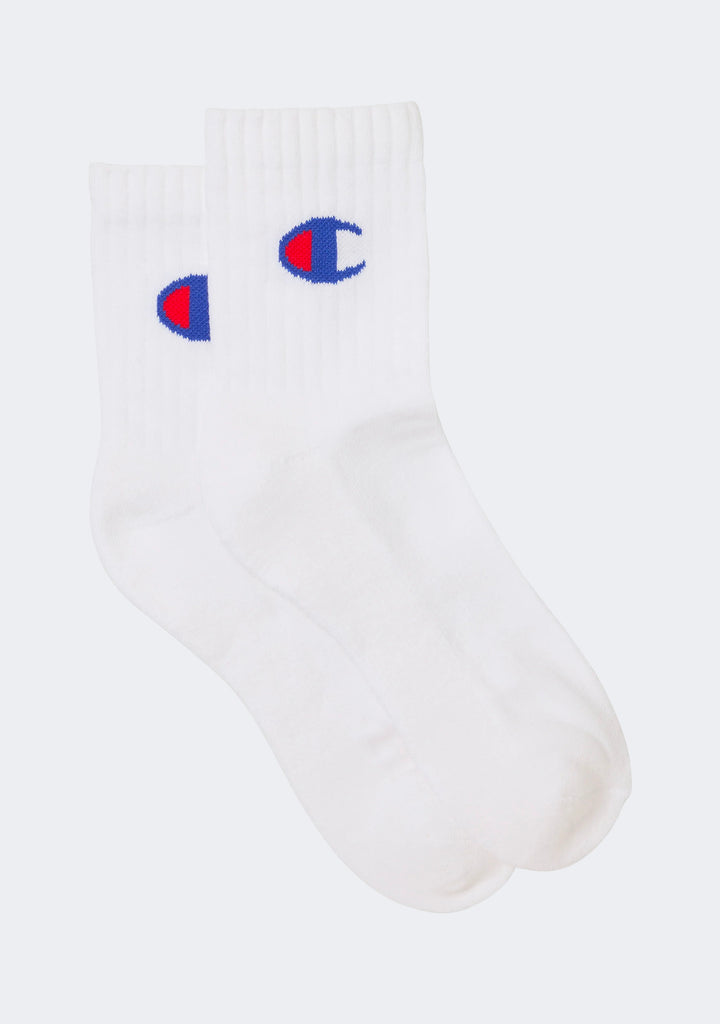 Champion Adults C Logo Quarter Crew Socks 3 Pack White