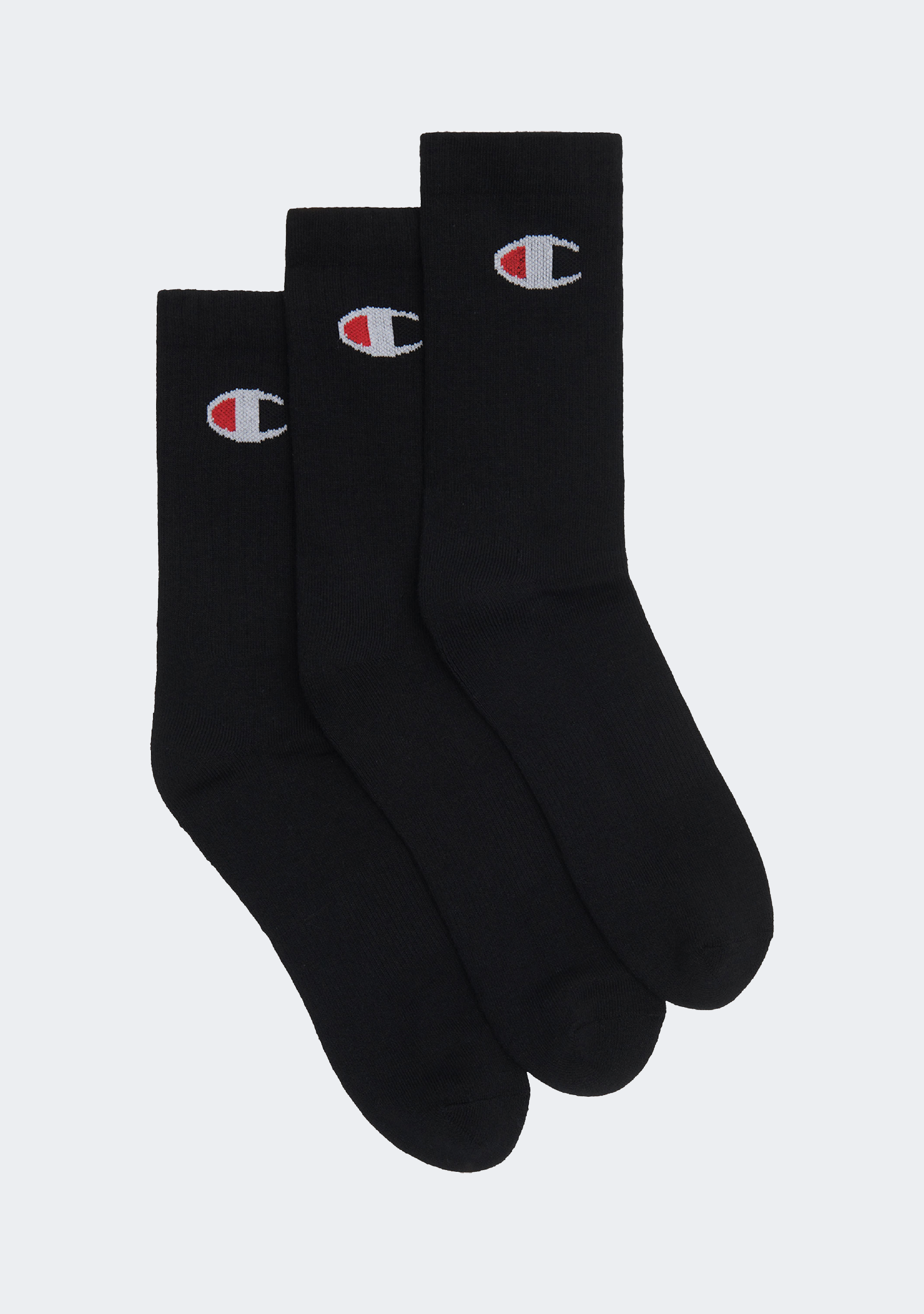 Champion Adults C Logo Crew Socks 3 Pack Black