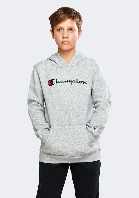 Champion Junior Script Hoodie Grey