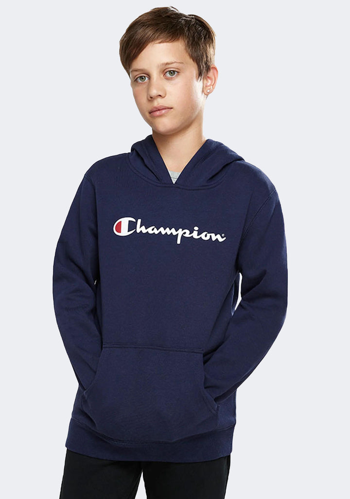 Champion Junior Script Hoodie Navy