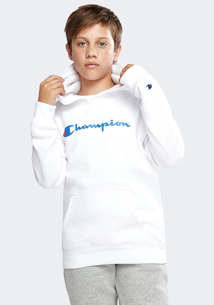 Champion Junior Script Hoodie White
