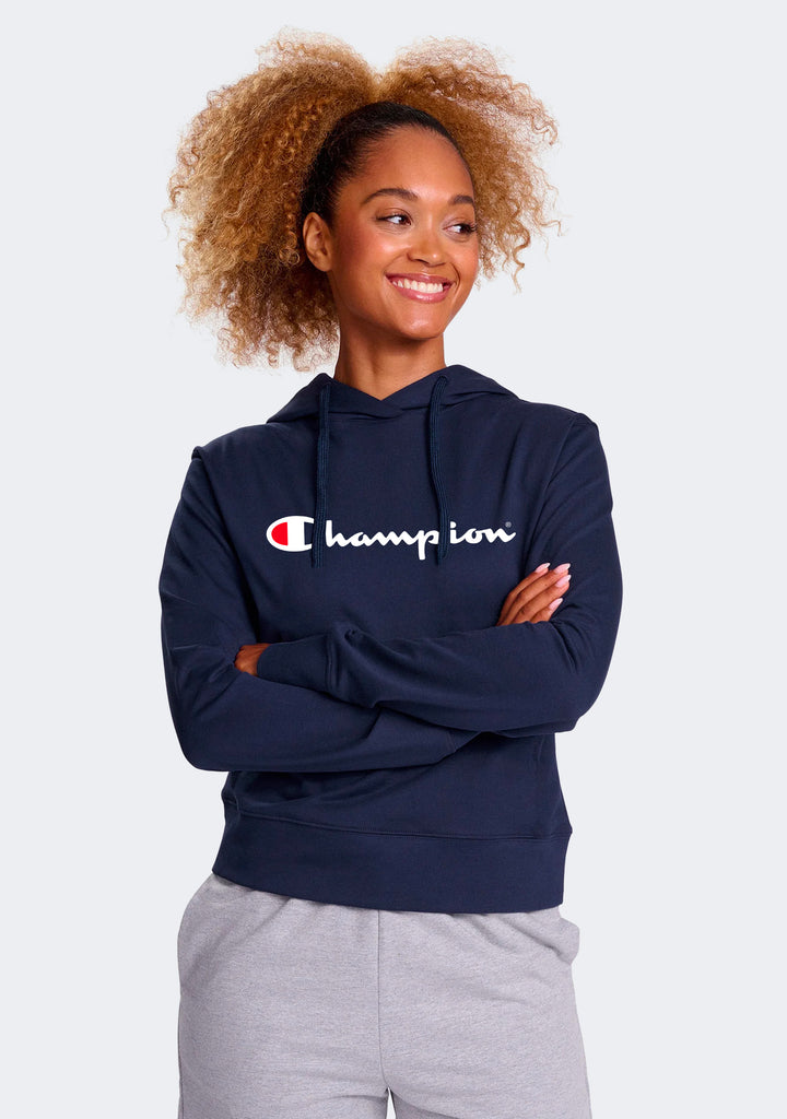 Champion Women’s Script Logo Hoodie Navy