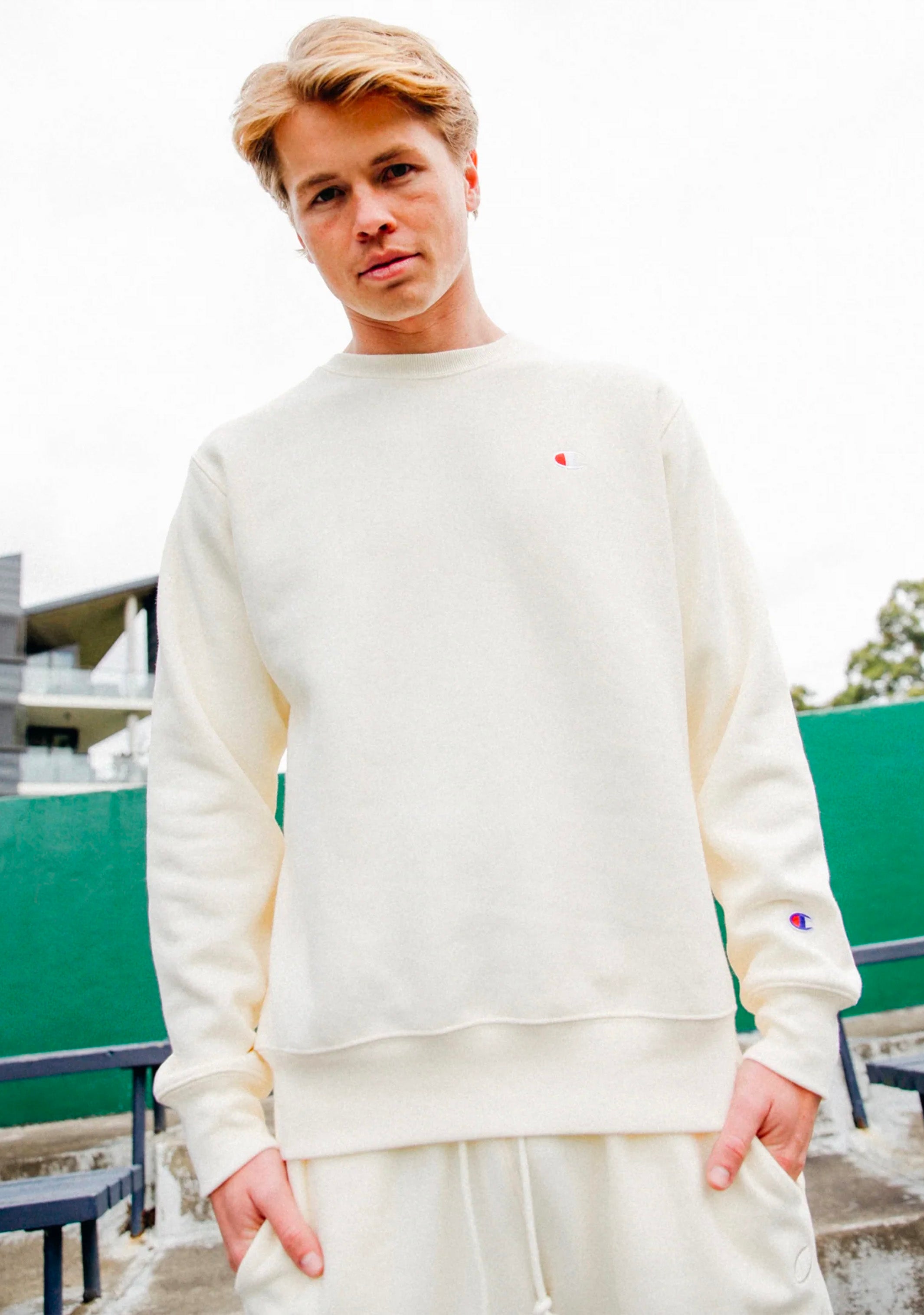 Champion Men's Reverse Weave Small C-Logo Crew