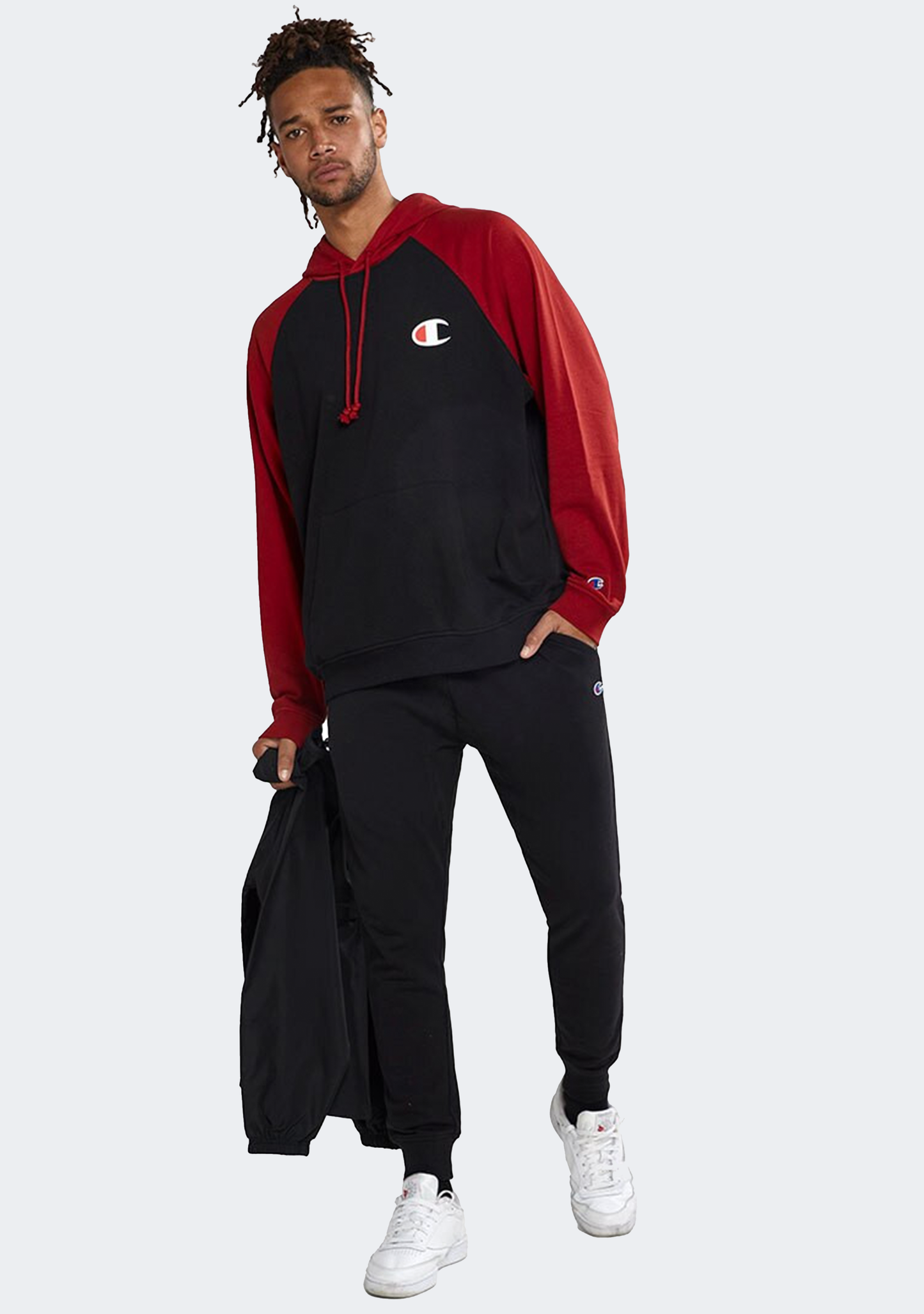 Champion Mens Lightweight Terry Colour Block Hoodie