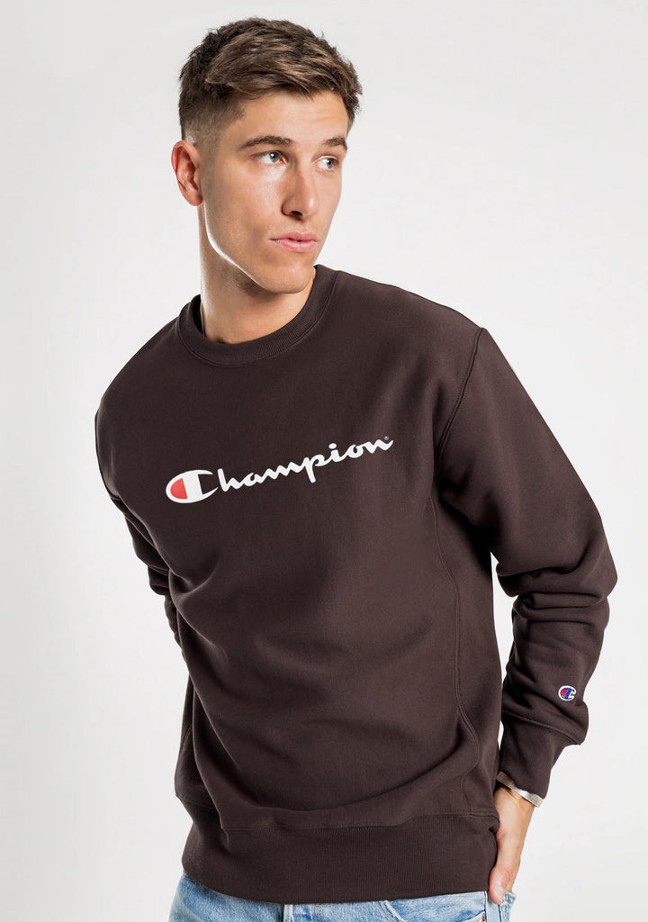 Champion Men's Script Crew Brown
