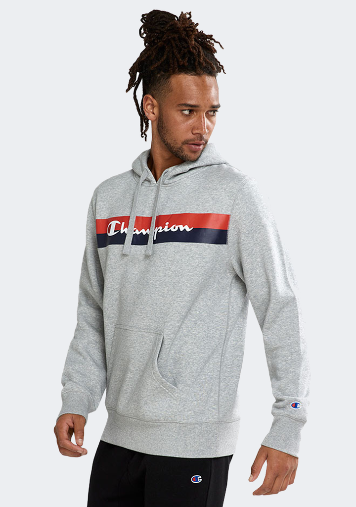 Champion Mens Sporty Graphic Print Hoodie Oxford Grey