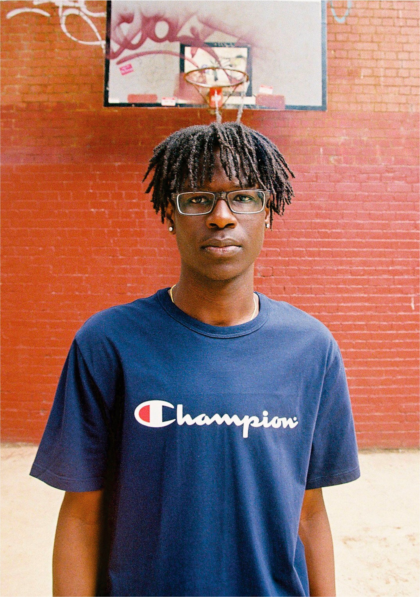 Champion Men's Script Logo Short Sleeve Tee Navy