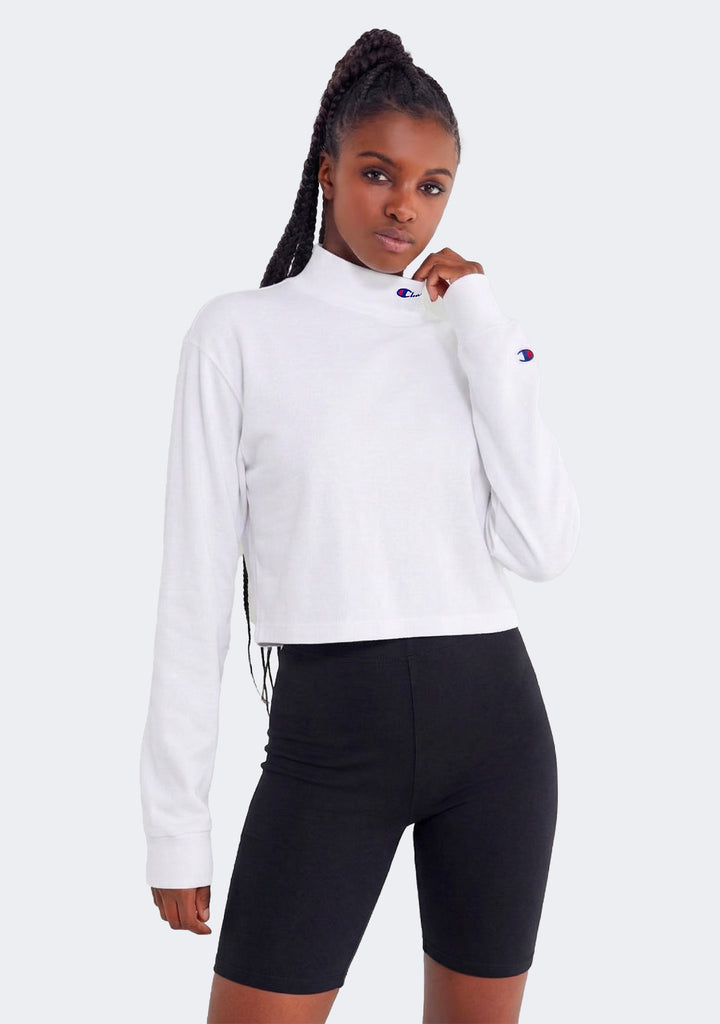 Champion Women's Heritage Mock Long Sleeve Cropped Tee
