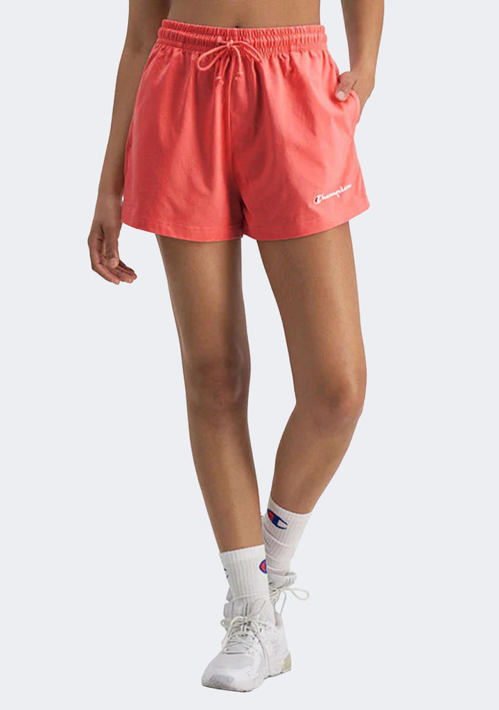 Champion Women's Jersey Hi Waist Script Shorts