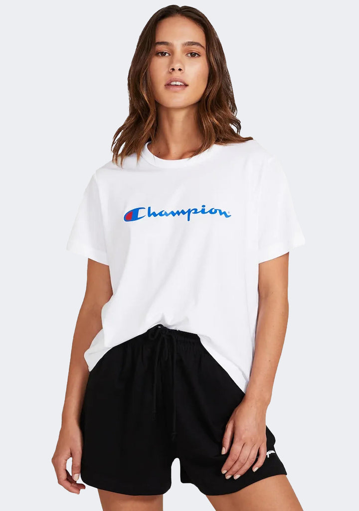 Champion Women's Script Crop Boxy Tee White