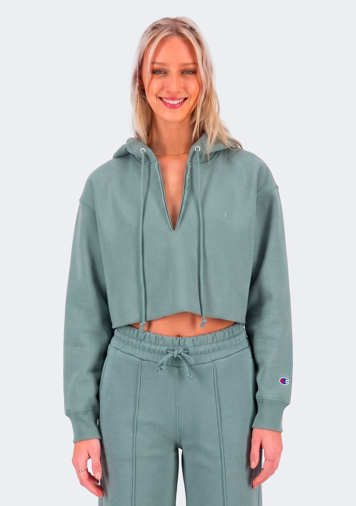 Champion Women's Reverse Weave Split Collar Crop Hoodie