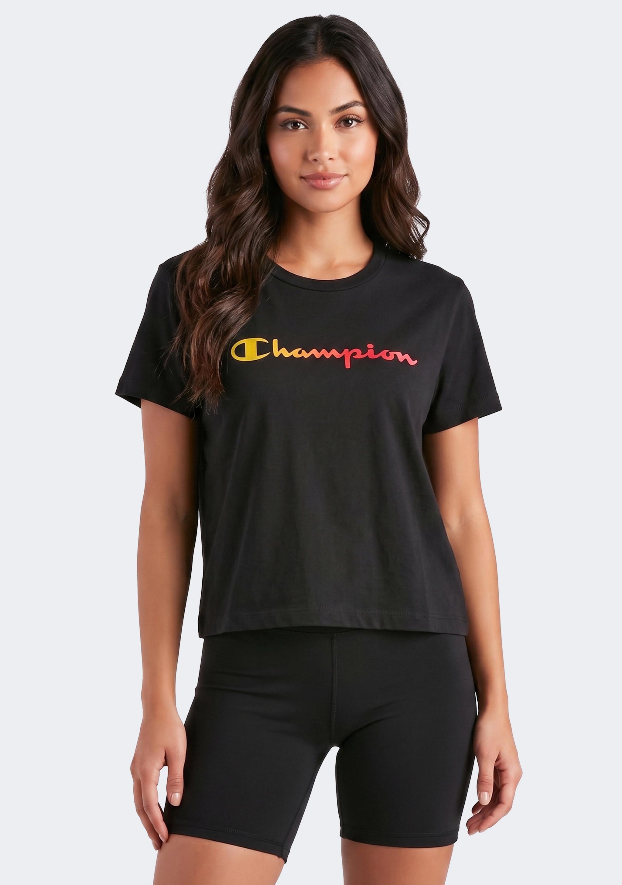 Champion Women's Ombre Script Boxy Tee Black