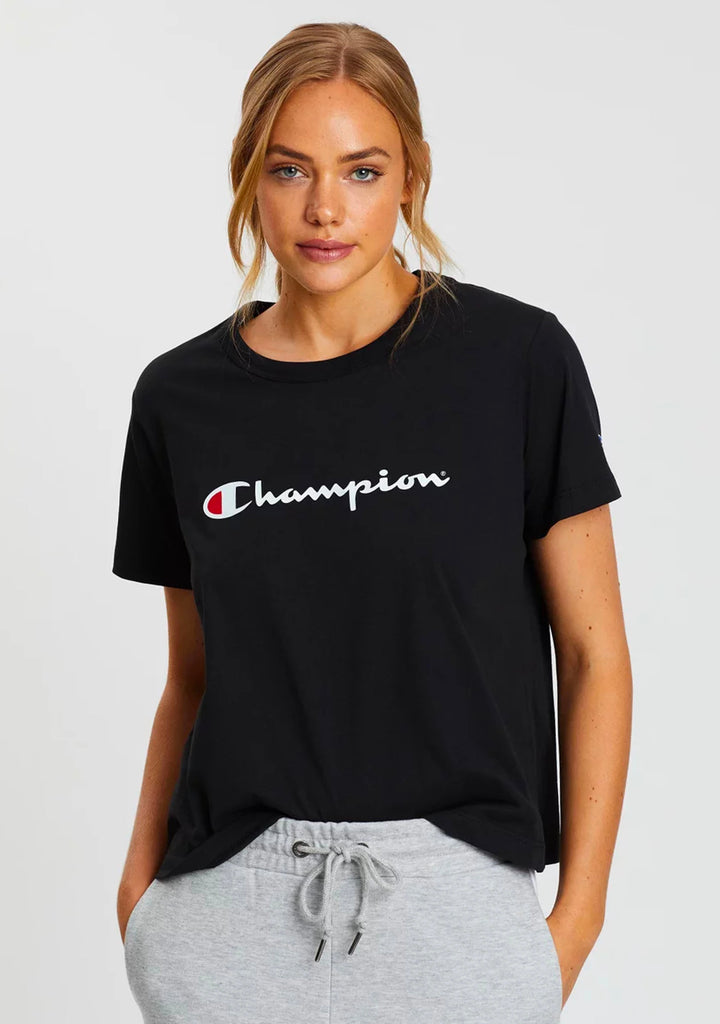 Champion Women's Script Short Sleeve Tee Black