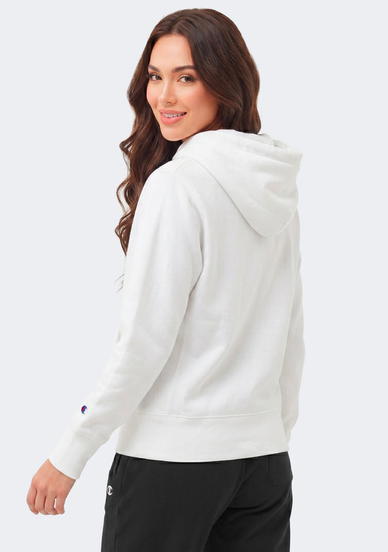 Champion Women’s Reverse Weave C Logo Regular Fit Hoodie White
