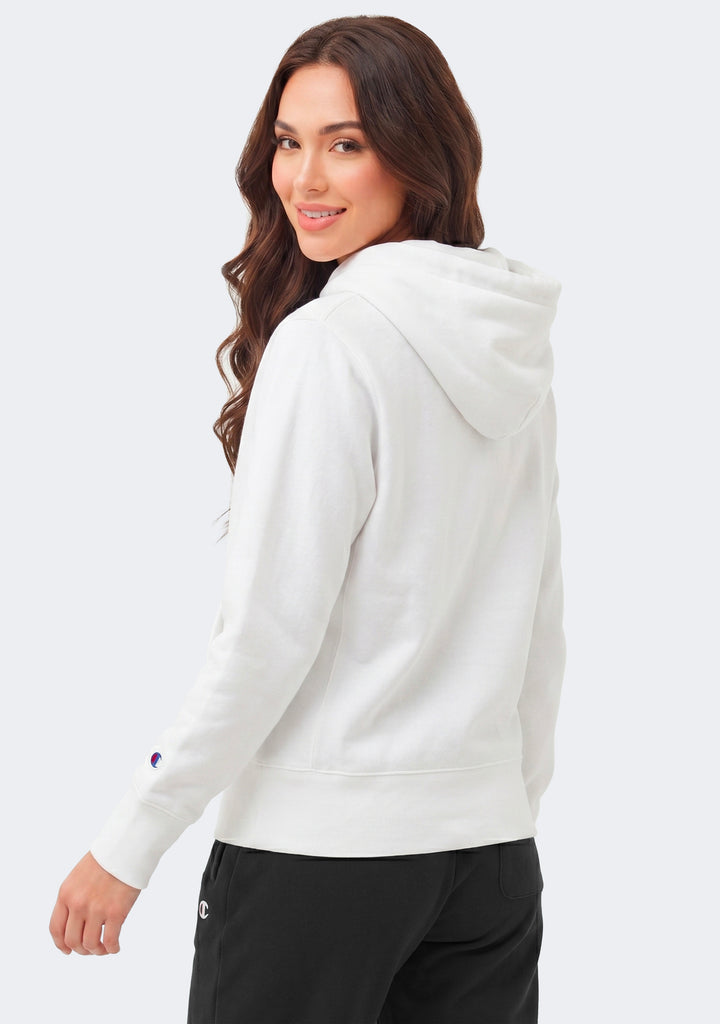 Champion Women’s Reverse Weave C Logo Regular Fit Hoodie White
