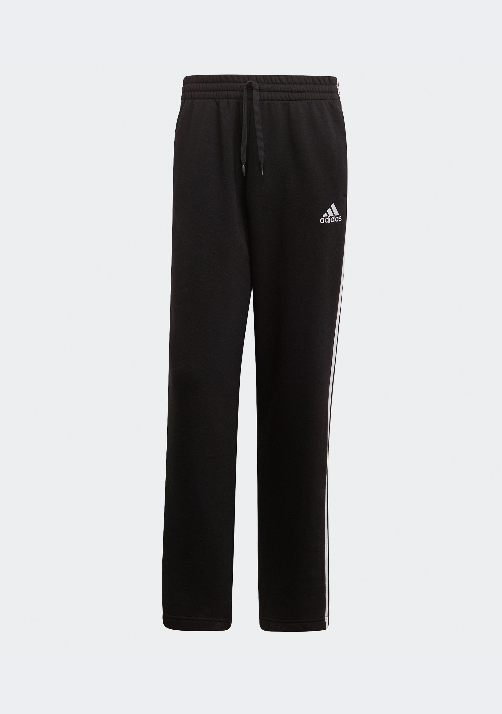 Adidas Men's 3 Stripes Essentials Fleece Open Hem Track Pants