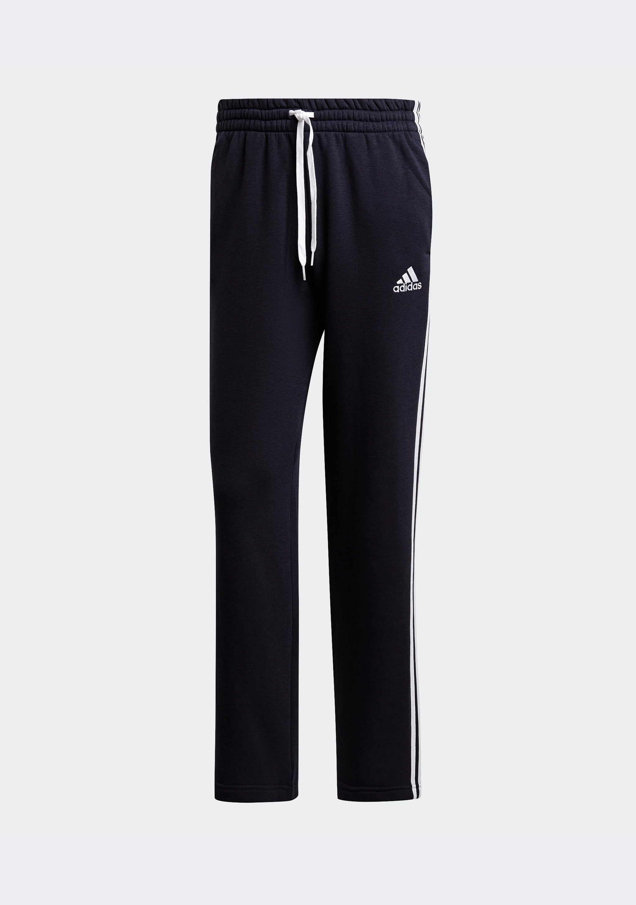 Adidas Men's 3 Stripes Essentials Fleece Open Hem Track Pants