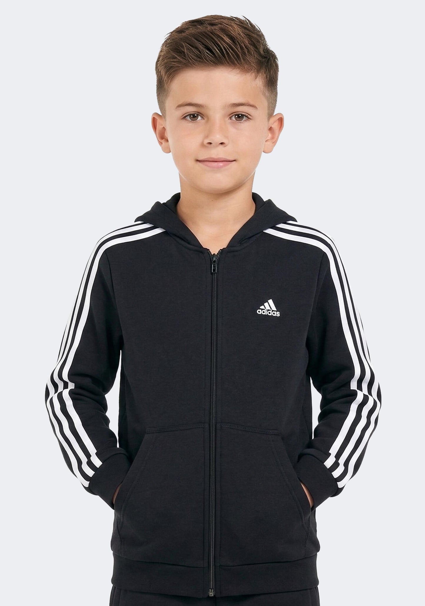Adidas Boys' Essentials 3-Stripes Full-Zip Hoodie