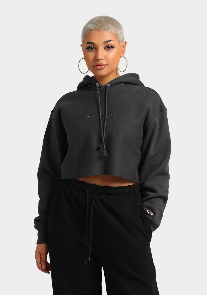 Champion Women's Reverse Weave Cropped Hoodie Dark Grey