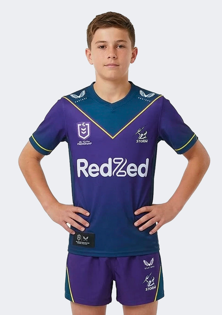 Castore Kids' Melbourne Storm Replica Home Jersey