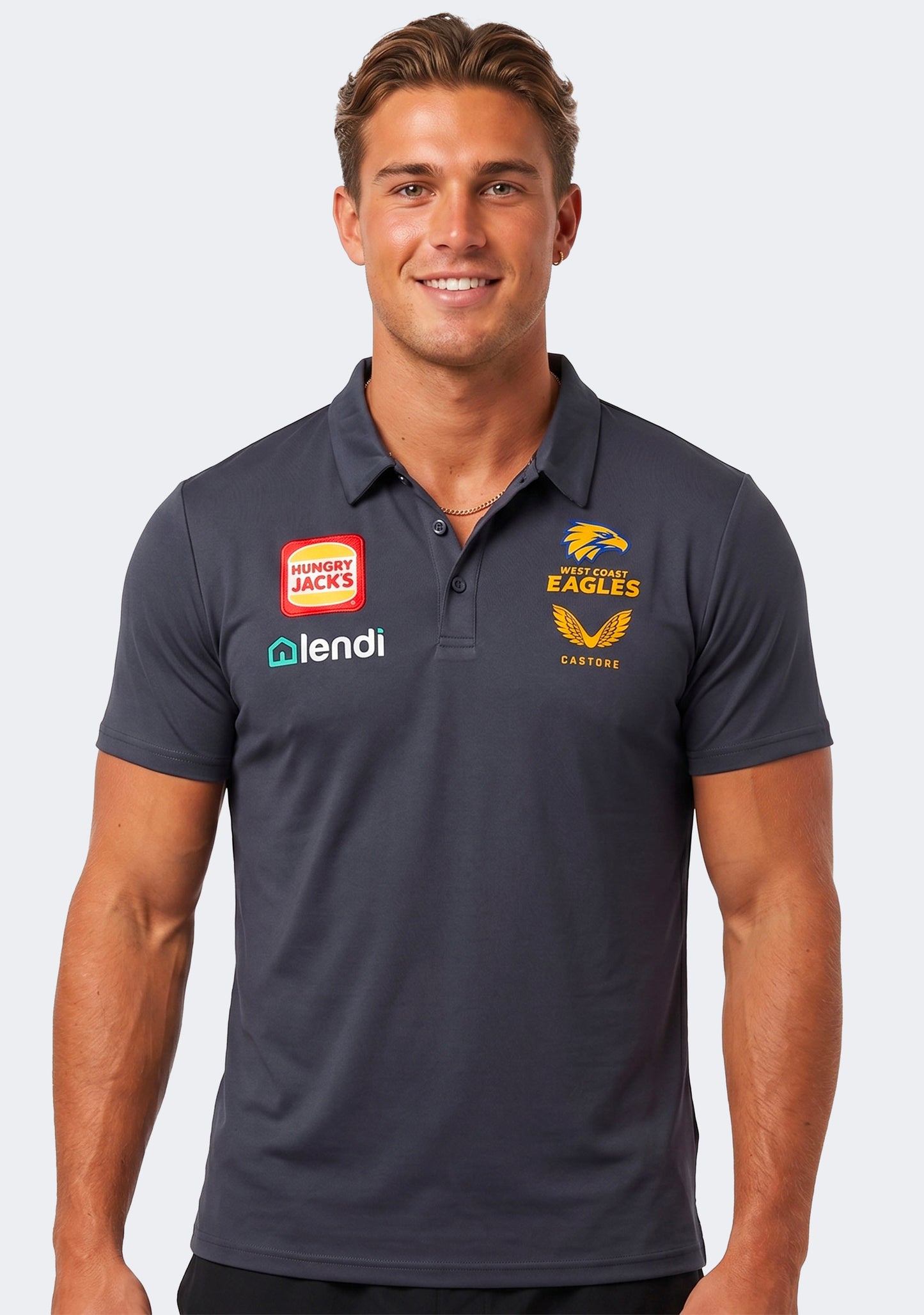 Castore Men's West Coast Eagles 2021 Travel Players Polo