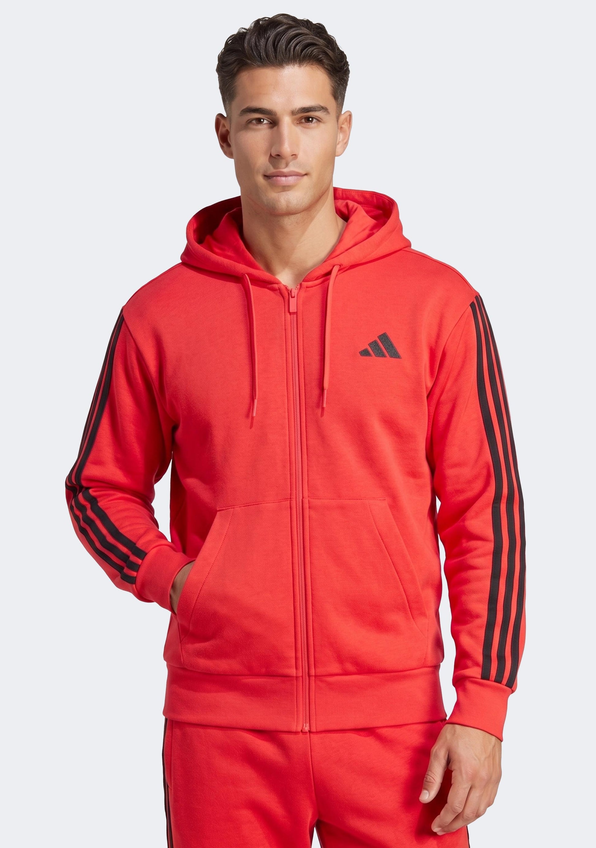 Adidas Men's Essentials 3 Stripes Fleece Full-Zip Hoodie