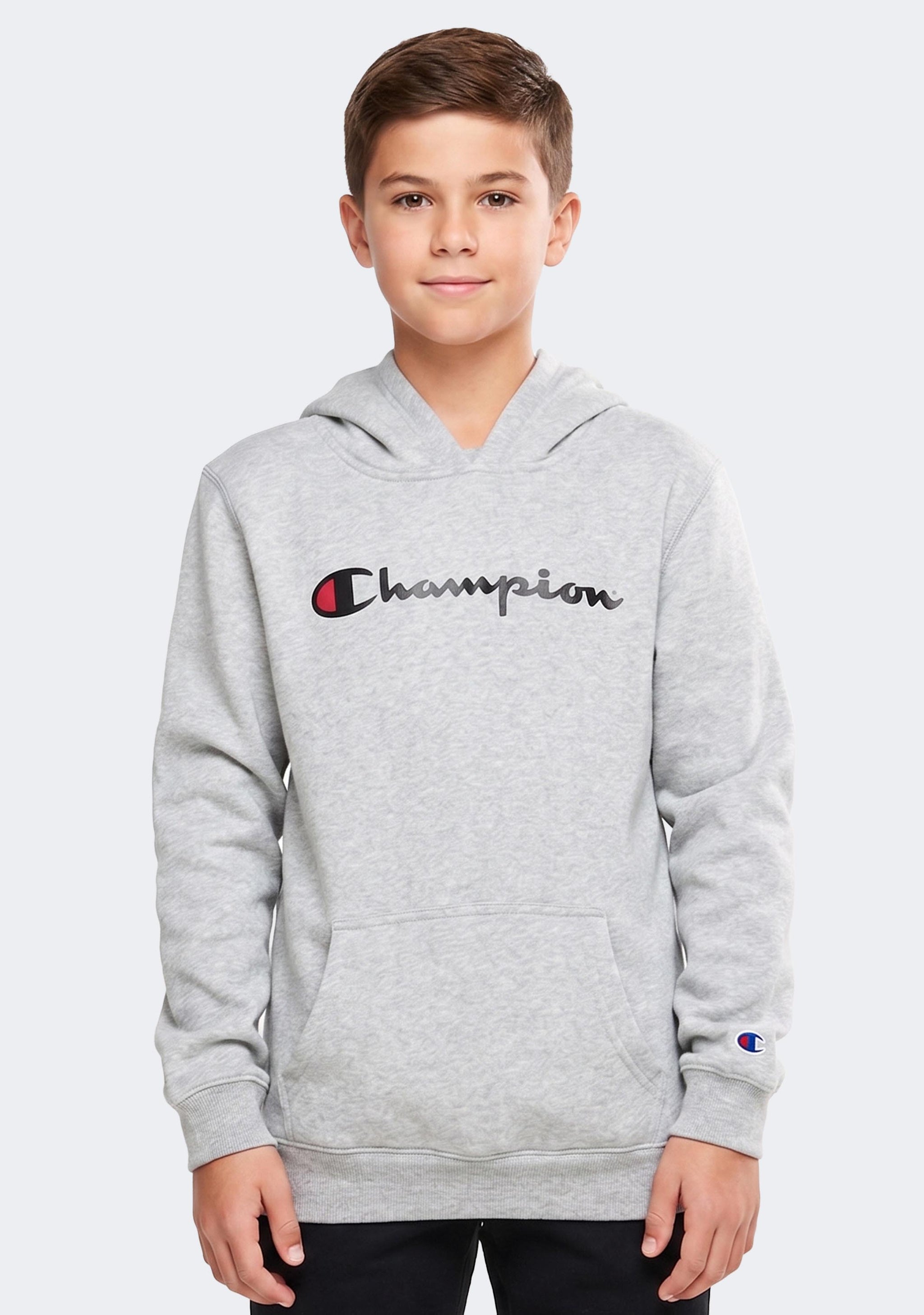 Champion Junior Script Hoodie Grey