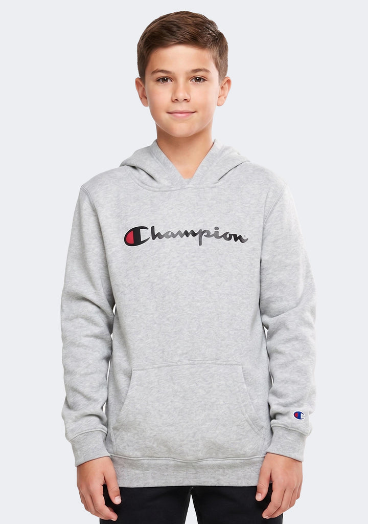Champion Junior Script Hoodie Grey
