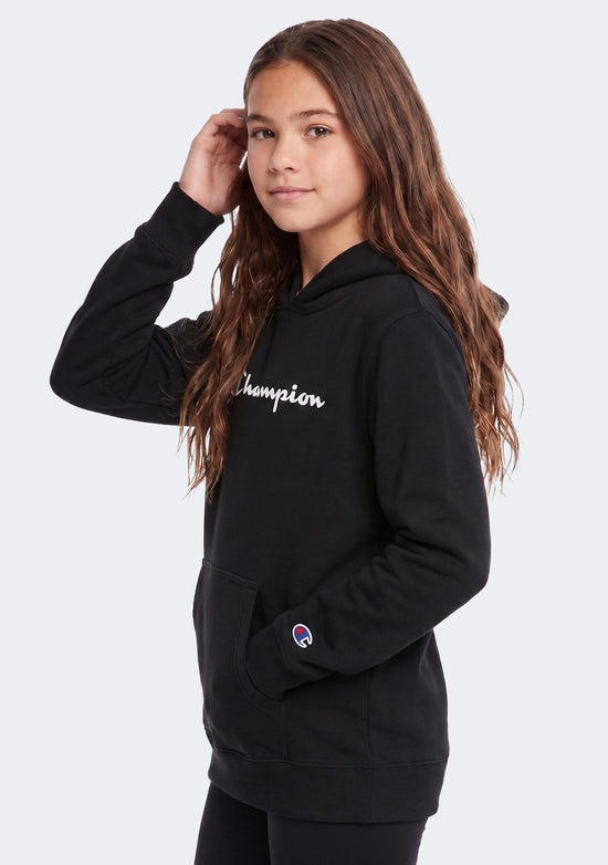 Champion Junior Script Hoodie Black