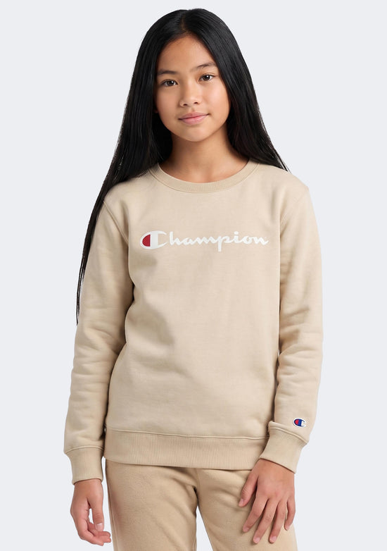 Champion Junior Script Logo Crew Beige