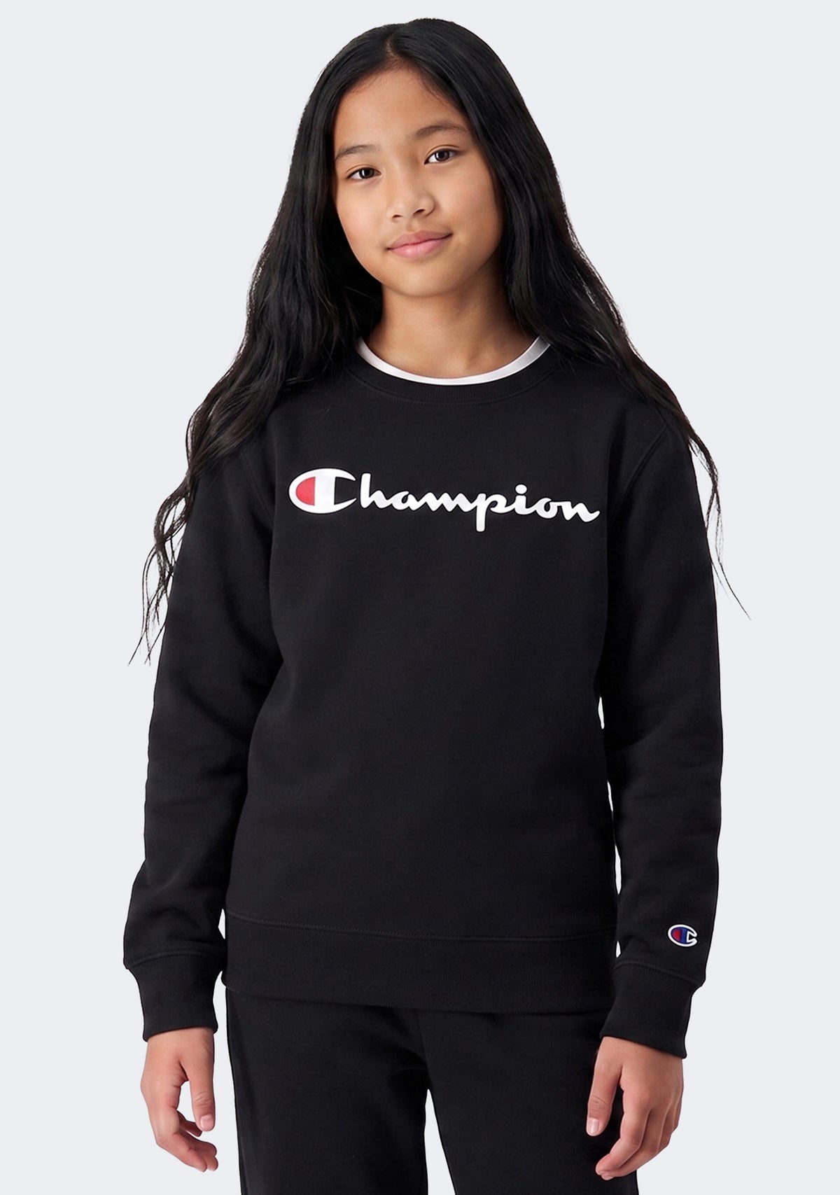 Champion Kids' Script Logo Crew Black