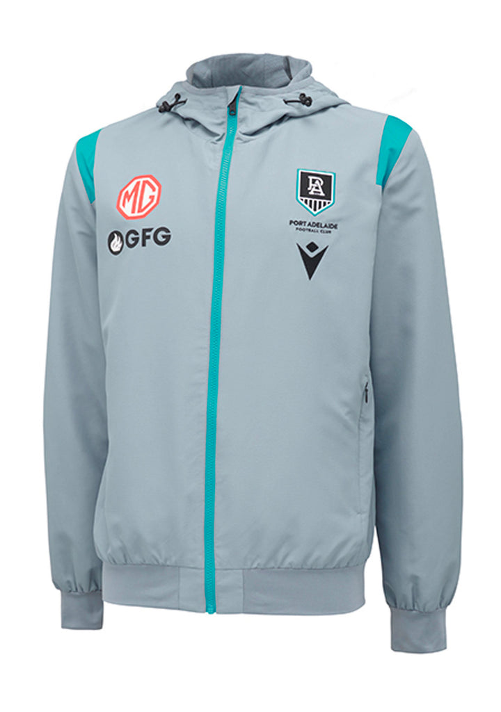 Macron Port Adelaide M21 Mens Travel Full Zip Micro Hooded Sweatshirt <BR> 58542840