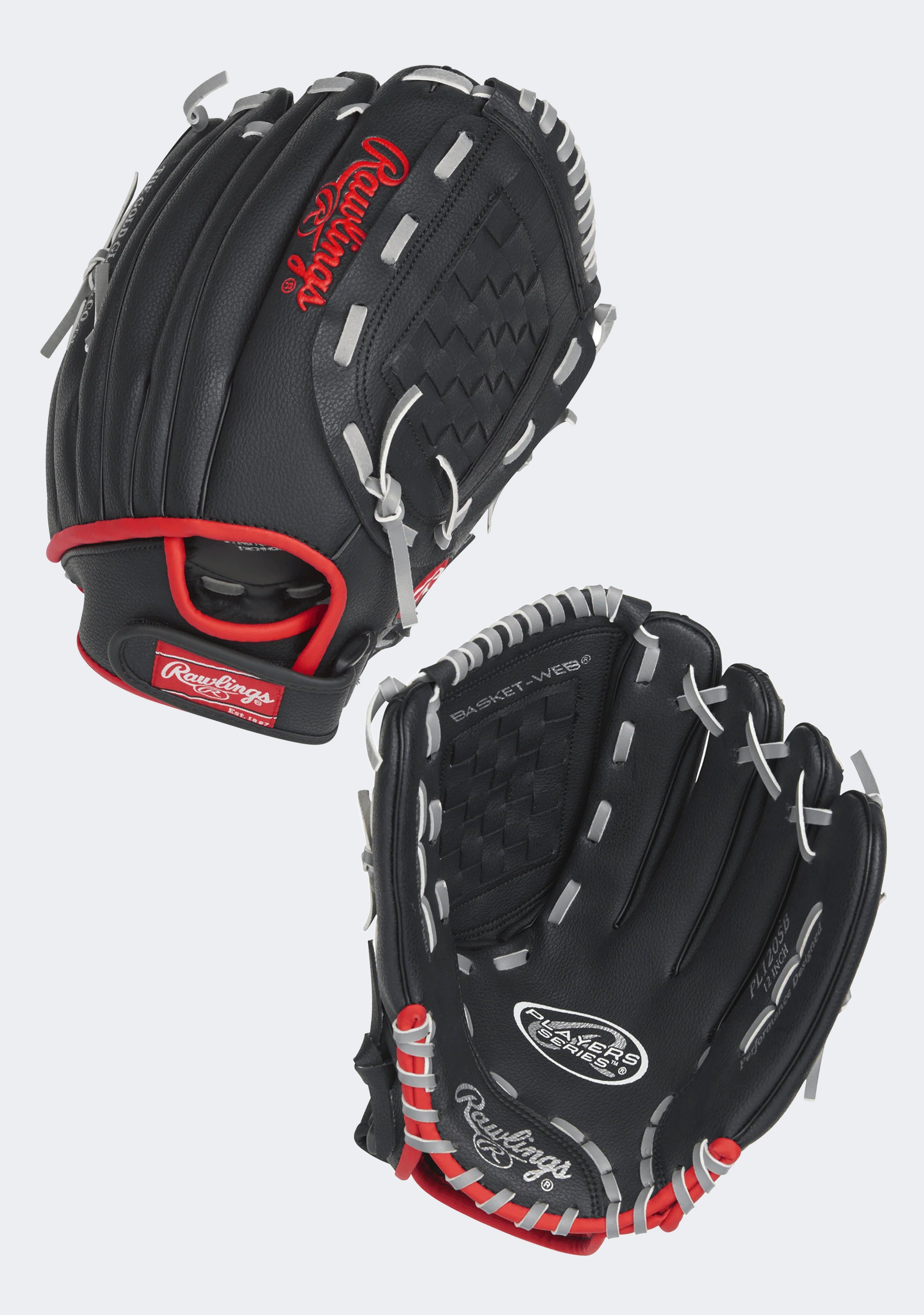 Rawlings Players Series 12" Right Hand Throw Baseball Glove Black/Red