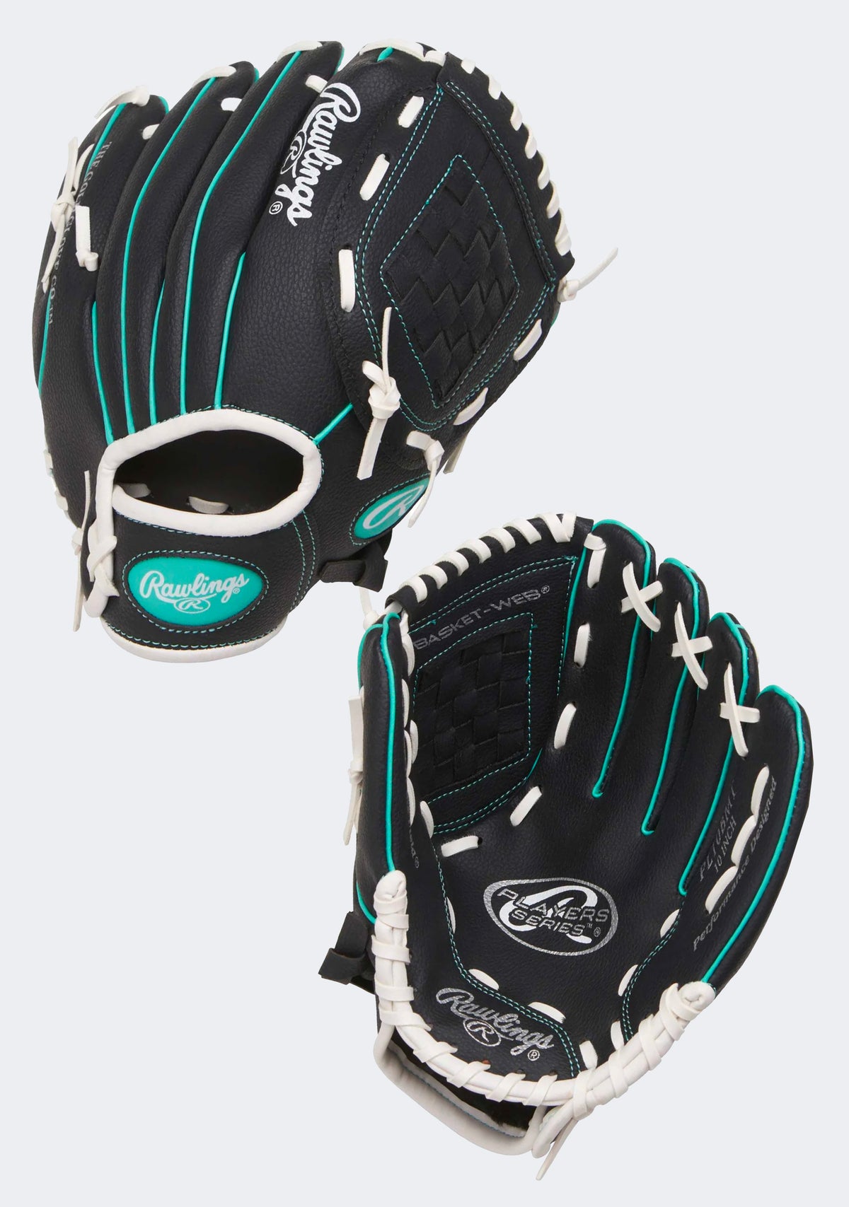 Rawlings Youth Players Series 10" Right Hand Throw Baseball Glove Black/Mint