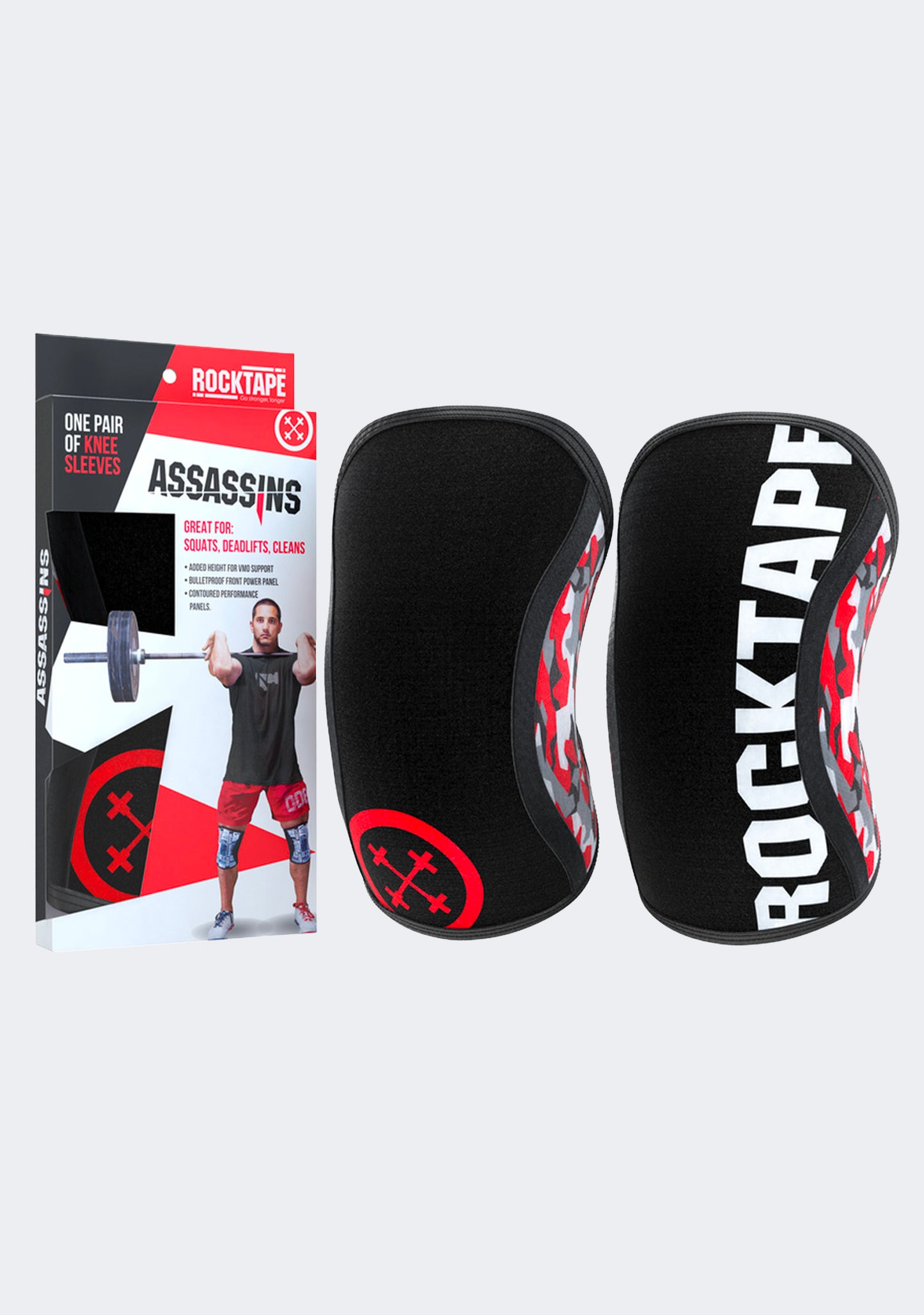 Rocktape Assassins Knee Sleeve 5mm Thick Red Camo