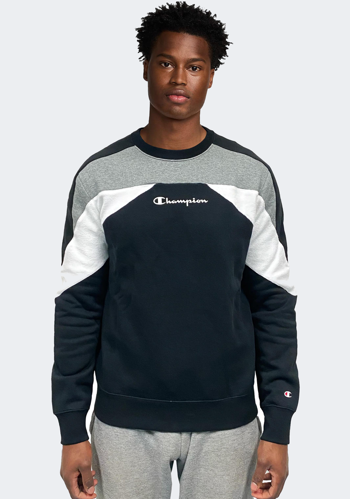 Champion Mens EU Colour Block Mod Crew Black
