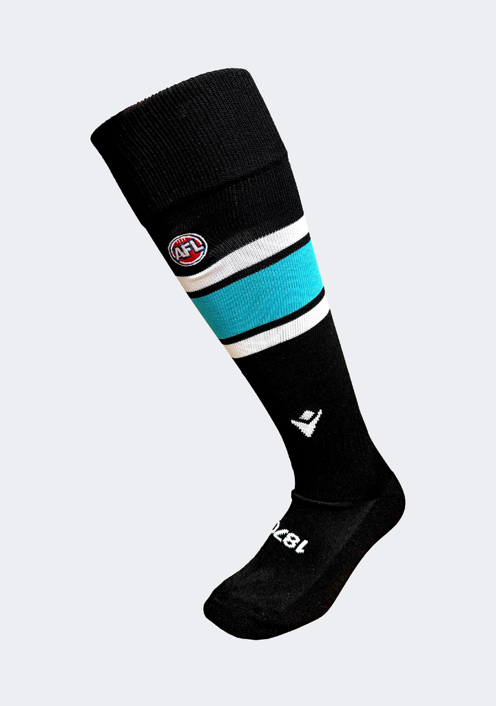 Macron Senior Port Adelaide Clash Full Length Socks Black/Teal