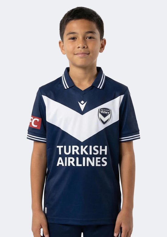 Macron Kids' Melbourne Victory M24/25 ALW Authentic Short Sleeve Home Jersey
