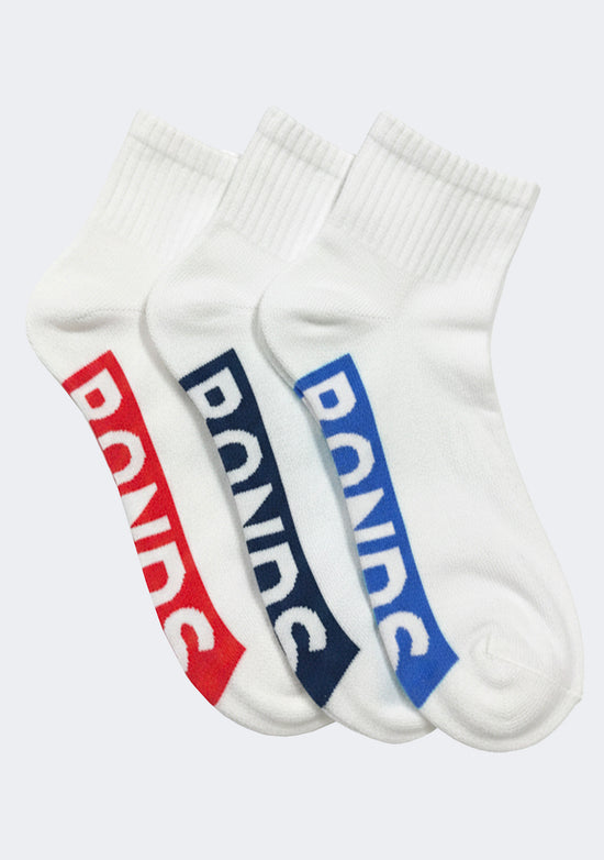 Bonds Men's Cushioned 1/4 Crew White Socks 3 Pack