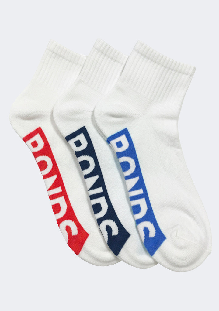 Bonds Men's Cushioned 1/4 Crew White Socks 3 Pack