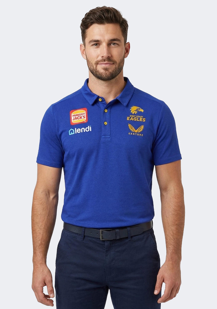 Castore Men's West Coast Eagles Media Polo (2022) - Royal Blue