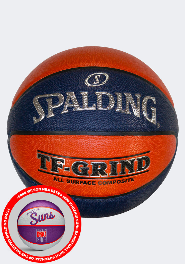 Spalding TF Grind Indoor/outdoor Basketball with FREE Wilson NBA Team Mini Retro Phoenix Suns Basketball