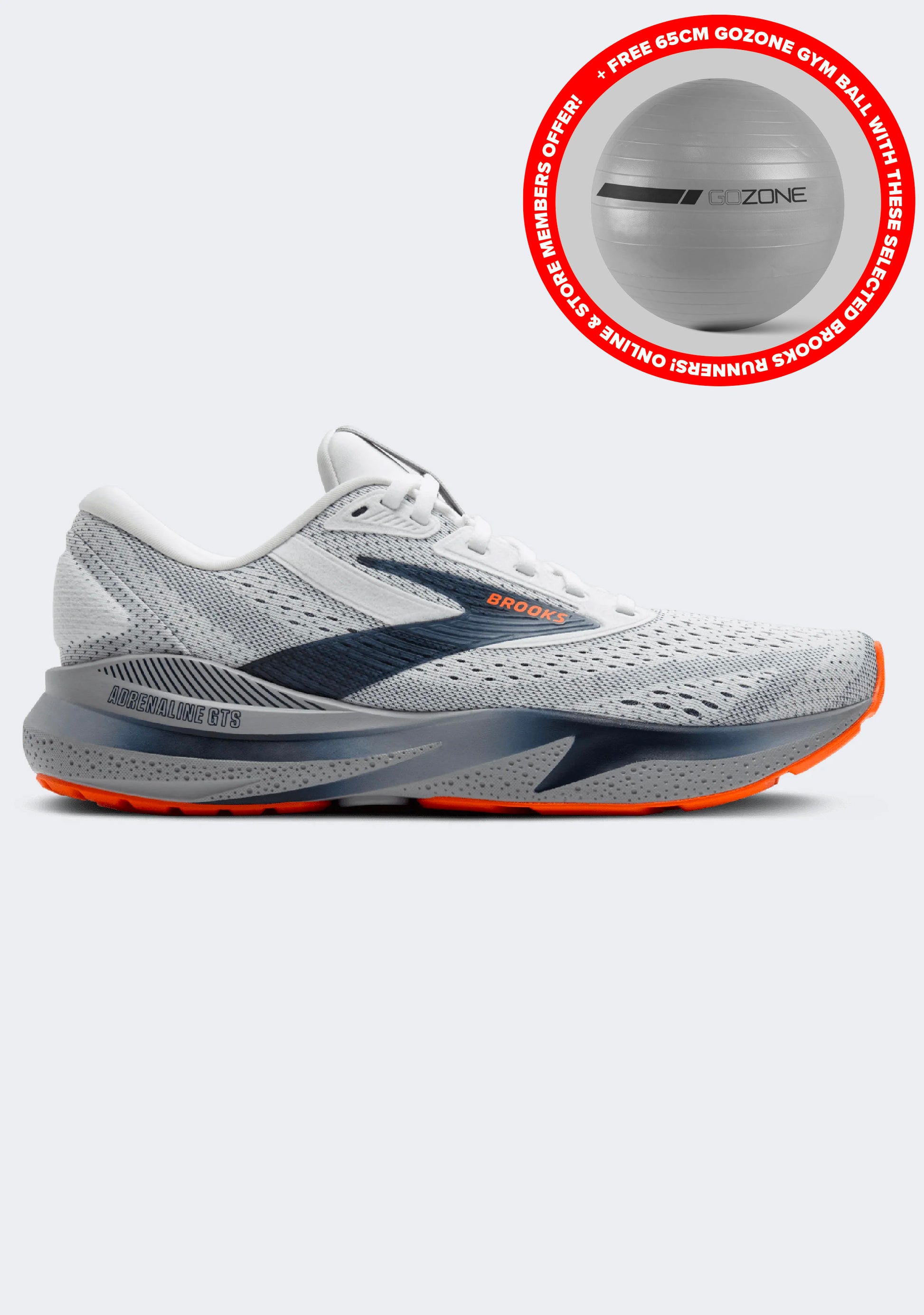 Brooks Men's Adrenaline GTS 24 with FREE GoZone Gym Ball