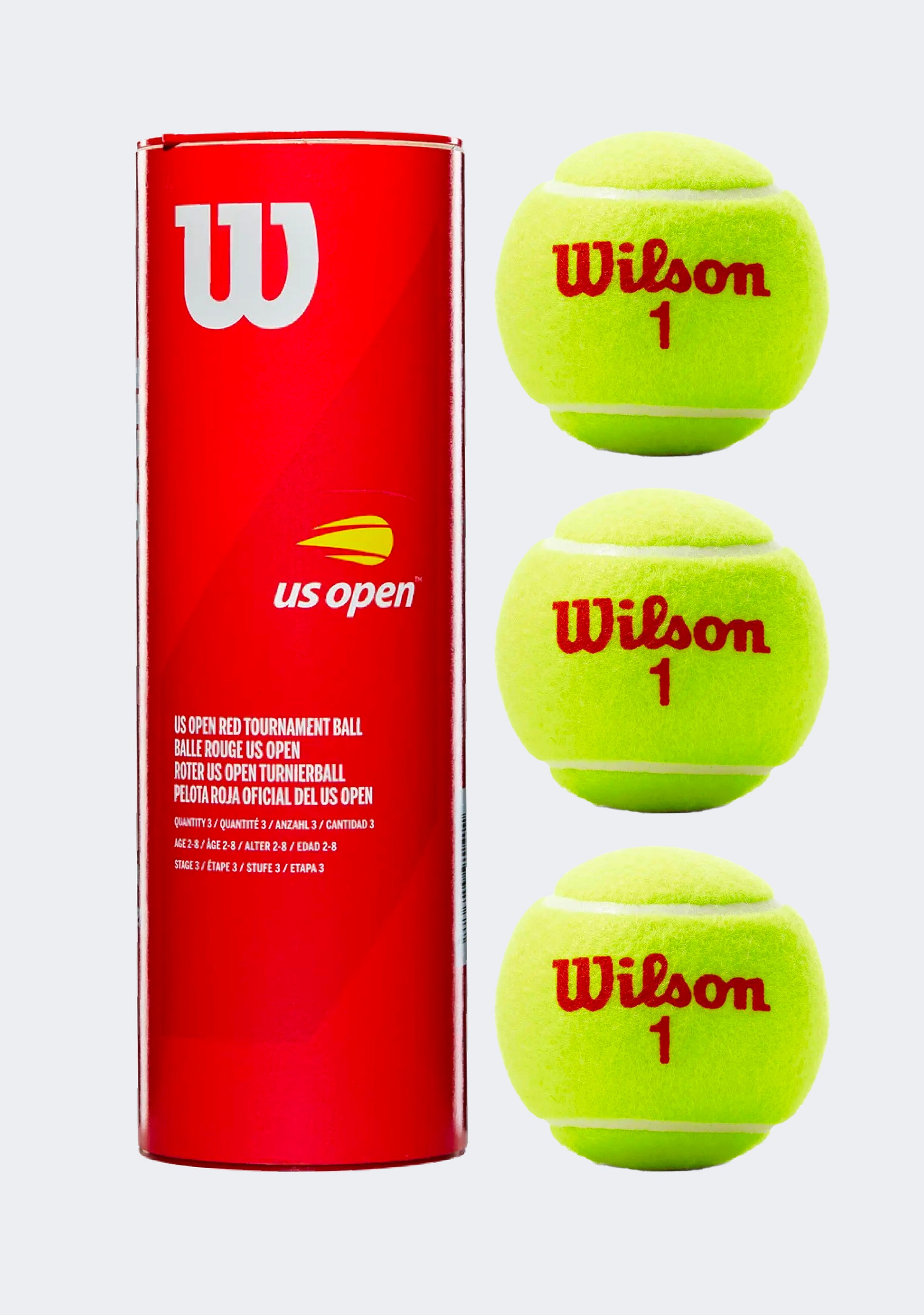 Wilson US Open Red Tournament Tennis 3-Ball Can